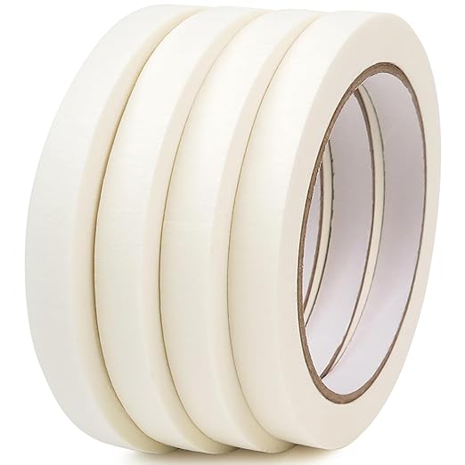 4 Pack White Artist Tape - Art Masking Tape for Watercolor Paper, Canvas Acrylic Painting, Curves, Framing, Paint, Gouache, Console - Acid Free Drafting Tape 0.40" Wide - 360FT Total