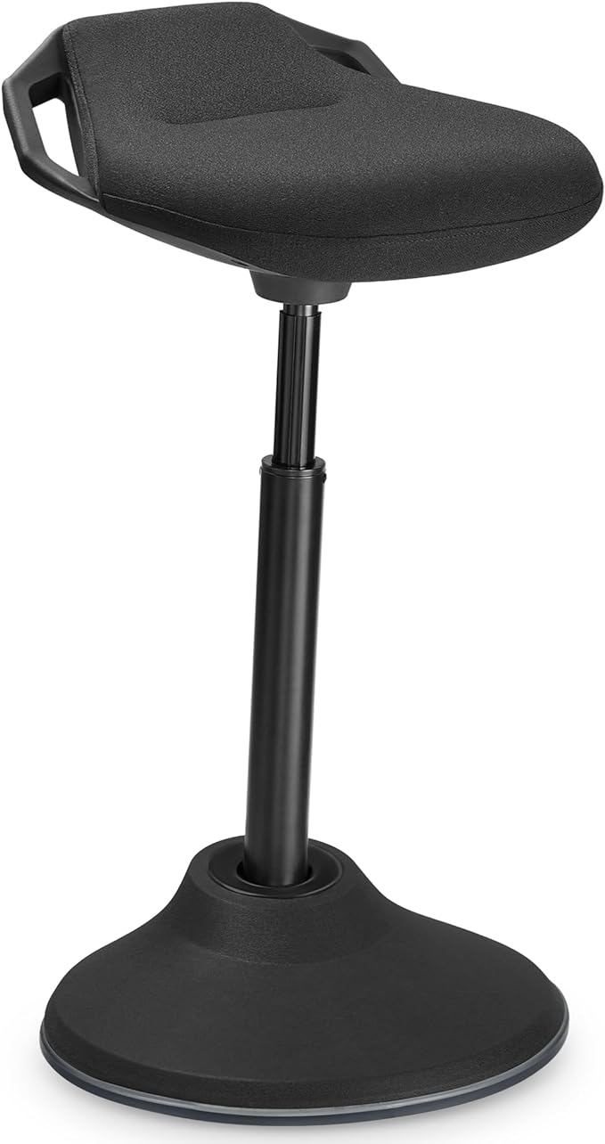 SONGMICS Standing Desk Chair, Adjustable Ergonomic Standing Stool, 23.6-33.3 Inches, Swivel Sitting Balance Chair, Anti-Slip Bottom Pad, Classic Black UOSC02BK