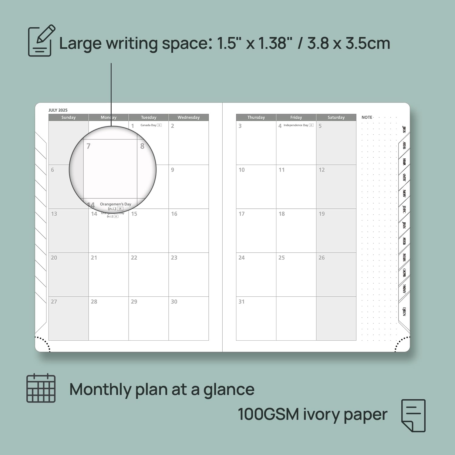 POPRUN Planner 2025-2026, (Medium 6.5'' x 8.5'' Hard Cover) Academic Calendar (July 25-June 26) Daily Weekly and Monthly Appointment Book with Hourly Time Slots, Monthly Tabs, 100 GSM - Haze Blue
