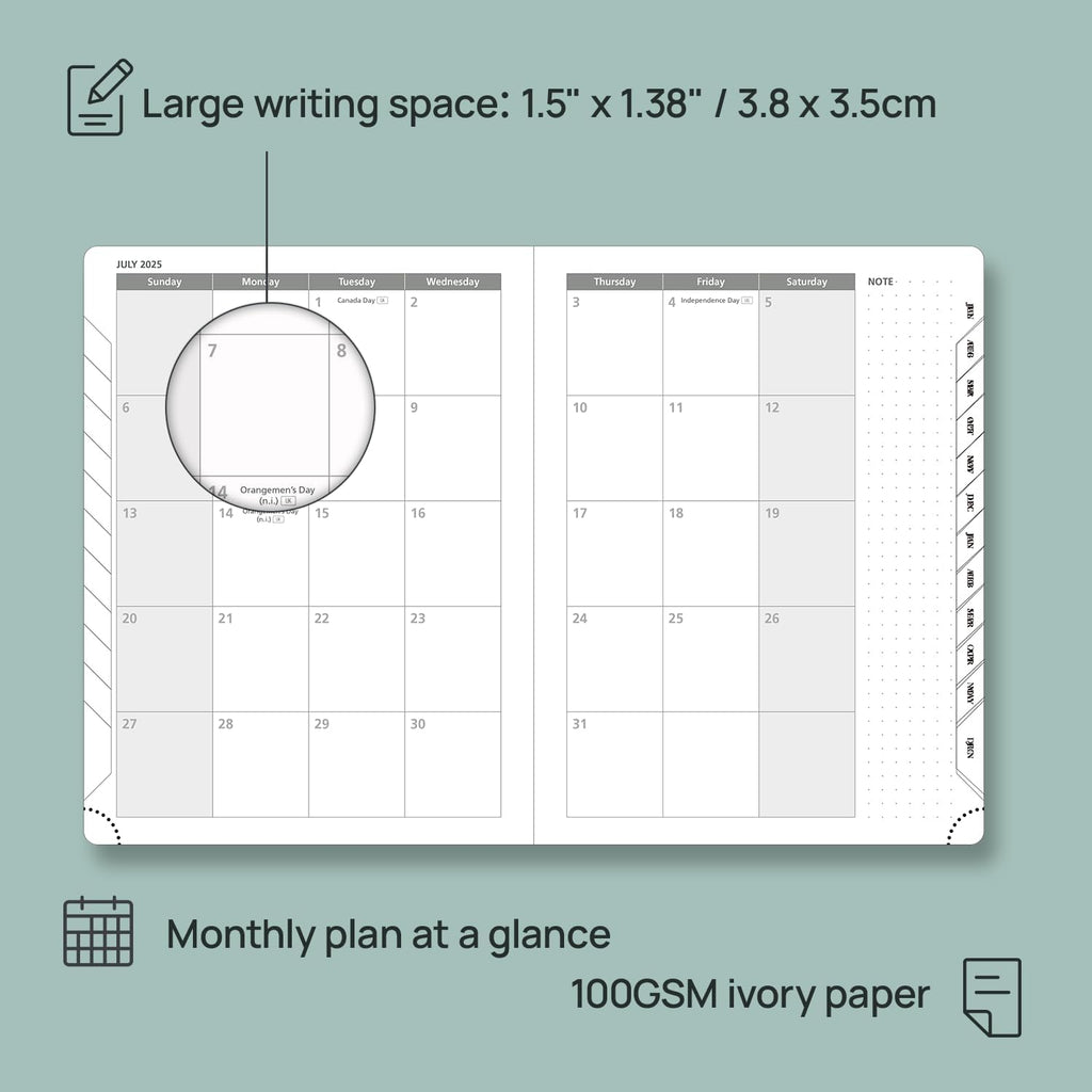 POPRUN Planner 2025-2026, (Medium 6.5'' x 8.5'' Hard Cover) Academic Calendar (July 25-June 26) Daily Weekly and Monthly Appointment Book with Hourly Time Slots, Monthly Tabs, 100 GSM - Light Pink