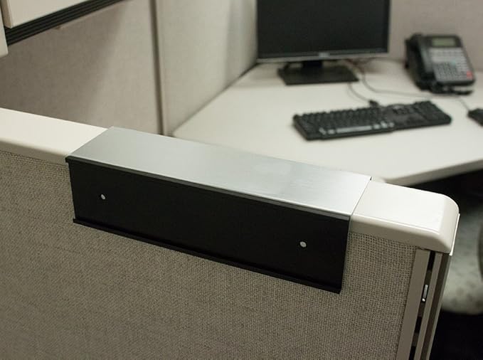 Quality Aluminum, Changeable Cubicle Nameplate Holder, Satin Silver Base, and Matte Black Name Plate Holder, Guaranteed Not to Crack (3" Depth)