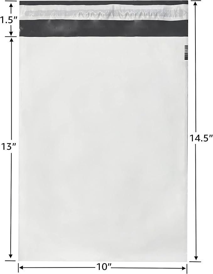 Colored Poly Mailers Pack of: (White, 10" x 13" pack of 500) Be creative with your packaging with Colored mailers