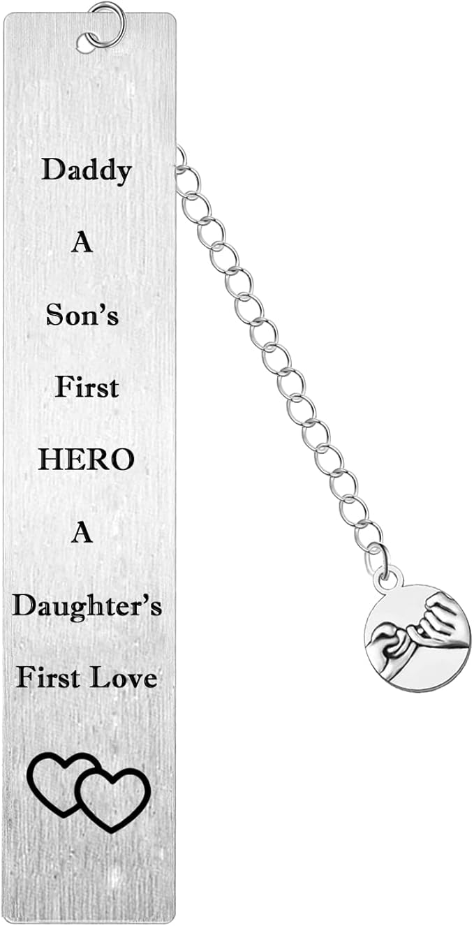 Father's Day Gifts Bookmark for Dad Christmas Gifts Daddy a Son's First Hero, a Daughter's First Love Best Holiday Gifts Gifts for Stepdad from Stepdaughter Stepson Dad Gifts Book Mark