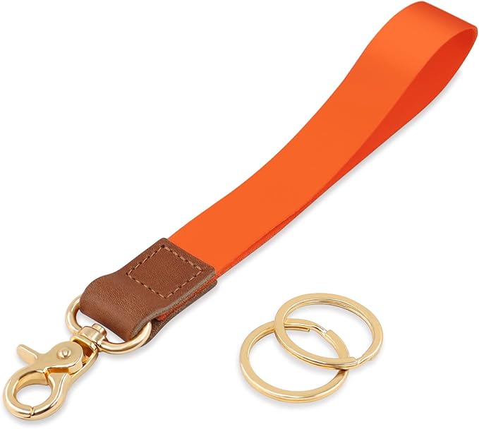 Keychain Lanyard for Women and Men, Wrist Lanyard Key Chain Holder with Key Rings, Wristlet Strap Lanyard for Car Keys ID Badge Wallet Card Holder(Orange)