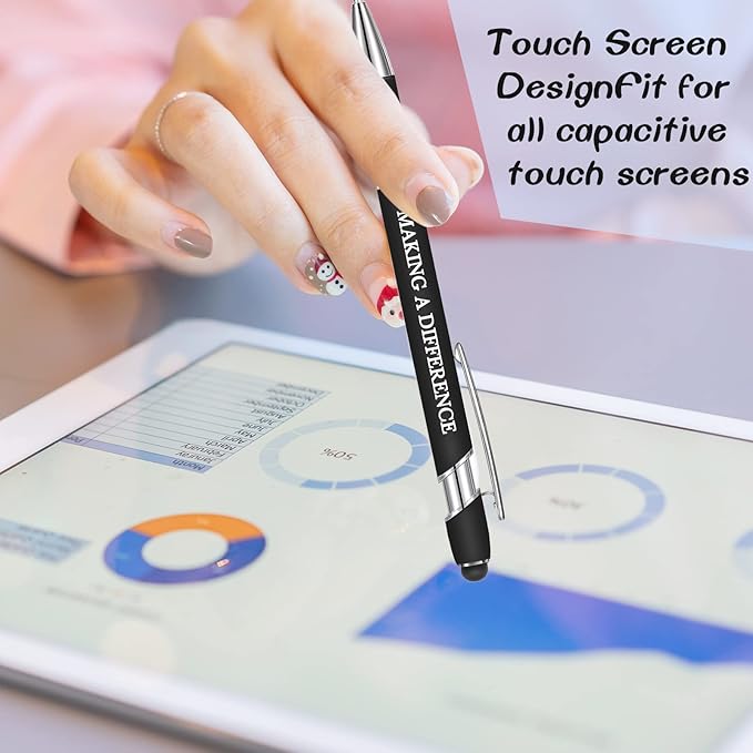 Zonon 12 Pieces Inspirational Pens Bulk Easter Basket Stuffers Motivational Quotes Ballpoint Pens with Stylus Tip Inspirational Gifts for School Office Teachers(Black,Motivational Style)