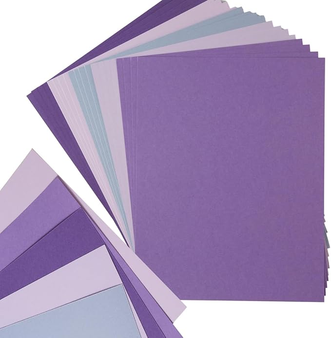 30 Sheets 8.5x11 Color Tones Cardstock Paper 250GSM Thick Paper Cards for Birthday Party, Invitations and DIY Crafts Decoration (Purple)