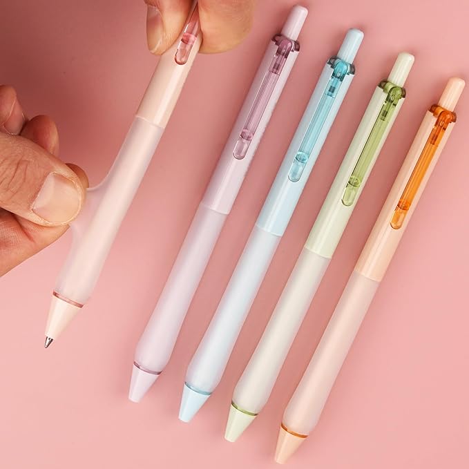 WRITECH Gel Ink Retractable Pens: Black Ink 0.7mm medium Fine Point Pen Set, Extra Smooth Tip No Bleed Smear Smudge Refillable Clickable Pens Bulk for Writing Journaling Multicolor 8ct