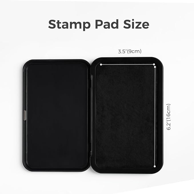 Large Stamp Pad Kit (1oz Ink Included) - 3.50"x 6.25", Magnetic Lid, Premium Quality Felt Stamp Pad (Black)