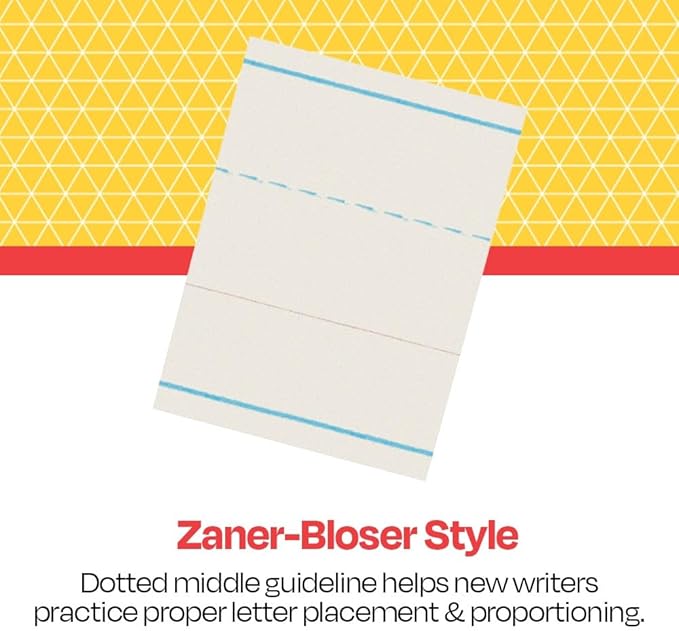 School Smart Zaner-Bloser Paper, 1-1/8 Inch Ruled, 10-1/2 x 8 Inches, 500 Sheets, White - 085328