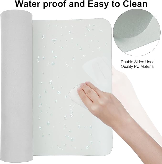 Boutilon Leather Desk Pad,47"x 24"XXX Large Business Desk Pad,Waterproof Student Study Desk Mat Protector Writing Pad for Keyboard and Mouse in Home Office Accessories(XXXL-White)