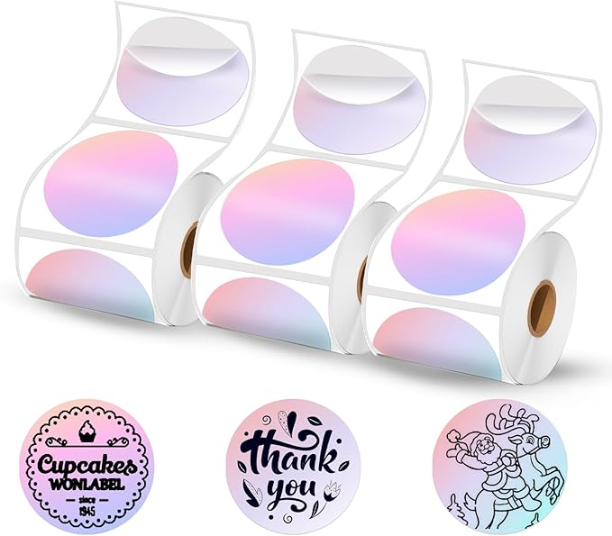 2 inch Round Thermal Labels, Labels for Printer M110 M108 M220 M260 M120 M221 Print Master Label Refill, Circle Thermal Printer Labels for Marklife P50 Clabel 221B, T50, 430/3Roll, Dream Purple