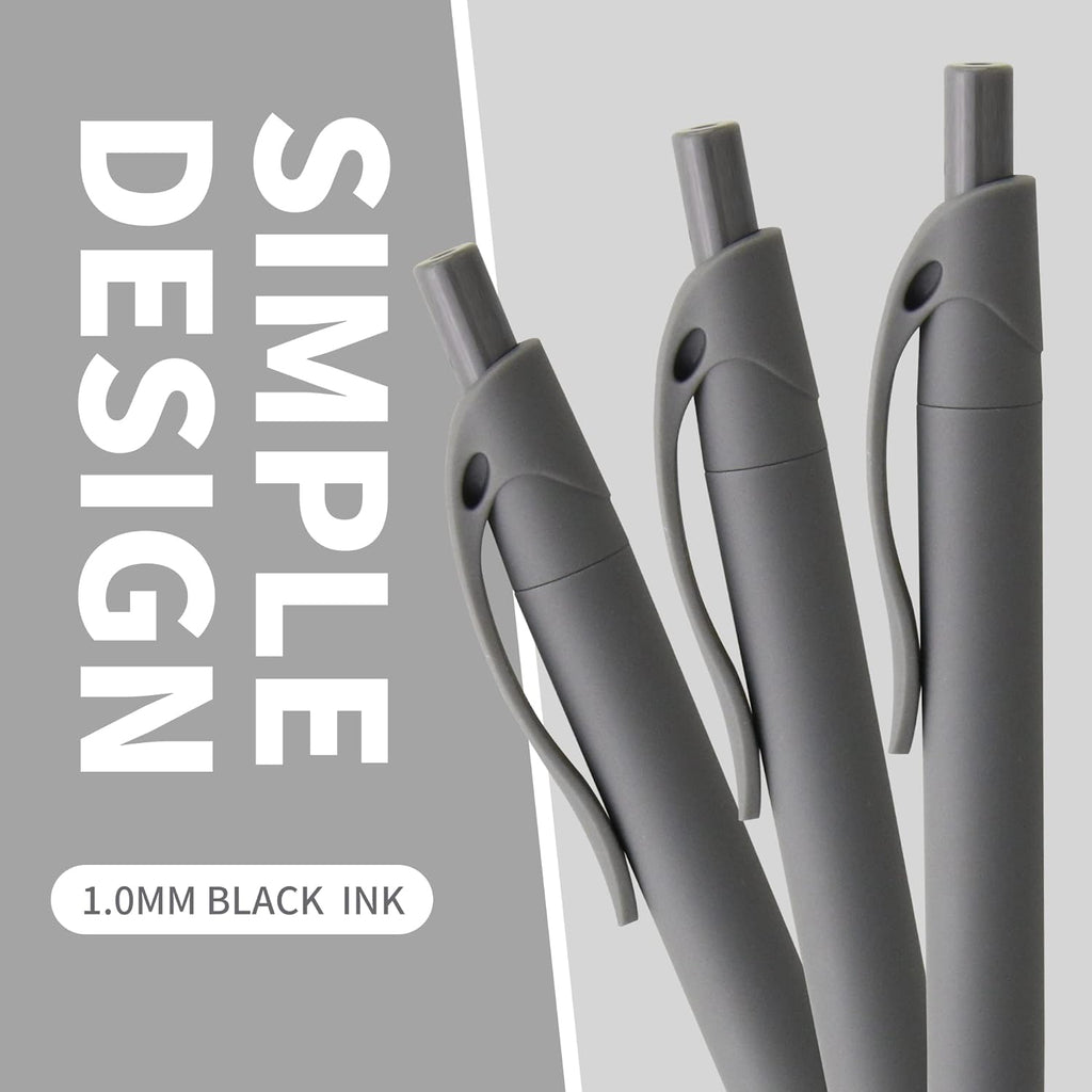 deegtran Pens Bulk, 50 Pack No Bleed Grey Barrel Click Pens, Wholesale Retractable Ballpoint Pens, Pen Medium Point, Smooth black Ink Pen, 1.0MM