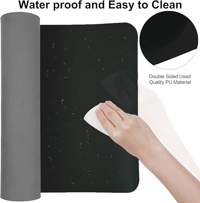 ‎Boutilon Leather Desk Pad 35"x 17" Non-Slip Mouse Pad,Office Desk Mat,Waterprooft PU Leather Desk Blotter,Desk Pad Protector,Desk Writing Pad for Home Office Decor (L-Black,35"x 17")