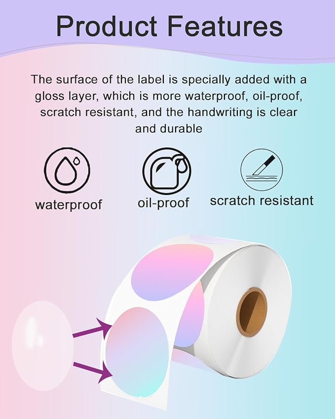 2 x 2 Round Thermal Labels, 2 inch Round Thermal Sticker Labels for Business and Home, for Label Printer, for M110/M220/M221 Label Maker，140 Labels for Printer, Fantasy Purple