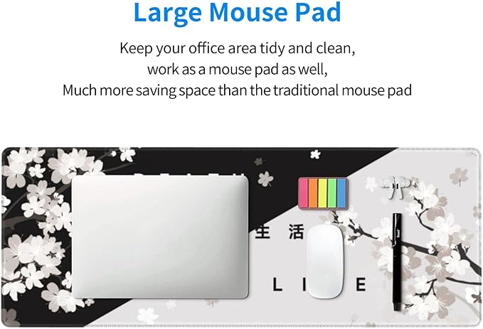 Extended Gaming Mouse Pad, Large Gaming Mouse Waterproof with Stitched Edges, Non-Slip Desktop Pad for Home and Office, Level Up Your 31.5x11.8 Inch… (Black and White Life)