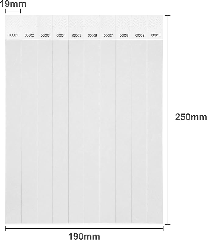 100 Pcs Wristbands, 1-100 Consecutive Numbers Waterproof Tearproof and Printable Wrist Straps Admission Bracelets Tickets (White)