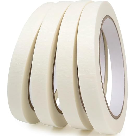 4 Pack White Artist Tape - Art Masking Tape for Watercolor Paper, Canvas Acrylic Painting, Curves, Framing, Paint, Gouache, Console - Acid Free Drafting Tape 0.60" Wide - 360FT Total