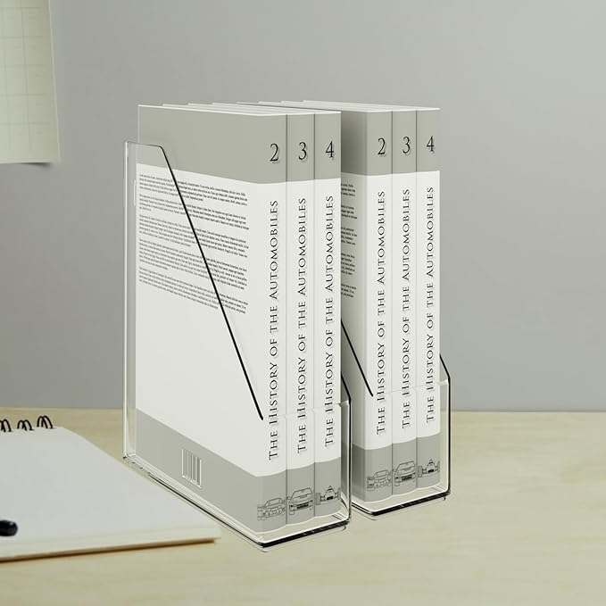 20 PCS Acrylic Magazine File Holder with Handle, Clear Magazine Rack, Vertical File Folder Organizer for Desk, Notebooks Document Storage, for Home Office, School, Workstation Desktop Organizer