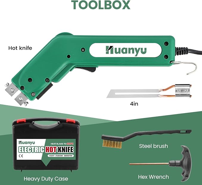 Huanyu Foam Cutter Hot Knife Styrofoam Cutter Electric Heat Knife Cutting Tool, 150W 600℃ Foam Cutter 4" Straight Blade for EPP, EPS, XPS, EVA, EPE, KT Board, Sponge