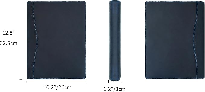 Personalized Leather Portfolio for Men, Engraved Leather Clipboard Portfolio Binder, Custom Leather Resume Padfolio for Women, Christmas Gift for His/Her (Notepad, Blue-Custom)