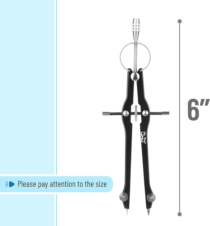 Mr. Pen- Professional Compass with Lock, Black, Compass for Geometry, Drafting Compass, Precision Compass Math, Geometry Compass, Compass Drawing, Compass with Wheel, Metal Compass Geometry