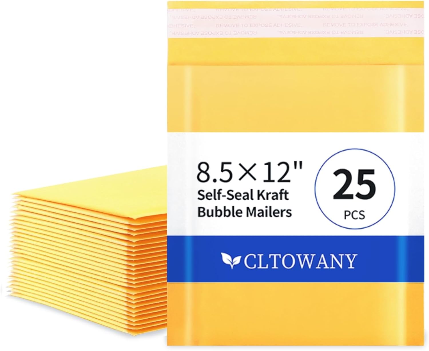 Kraft Bubble Mailers 8.5×12' Inch 25 Pack Yellow shipping envelopes Self-Seal Padded Mailing Envelopes for Jewelry Makeup Supplies and Small Business Packaging