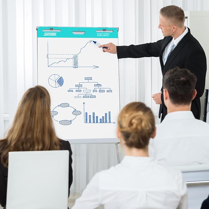 Sticky Mini Easel Pad, 15 x 18 Inches, Self Stick Flip Chart Paper,Sticky Chart Paper for Teachers, Anchor Chart Paper for Office, 30 Sheets/Pad,6 Pads