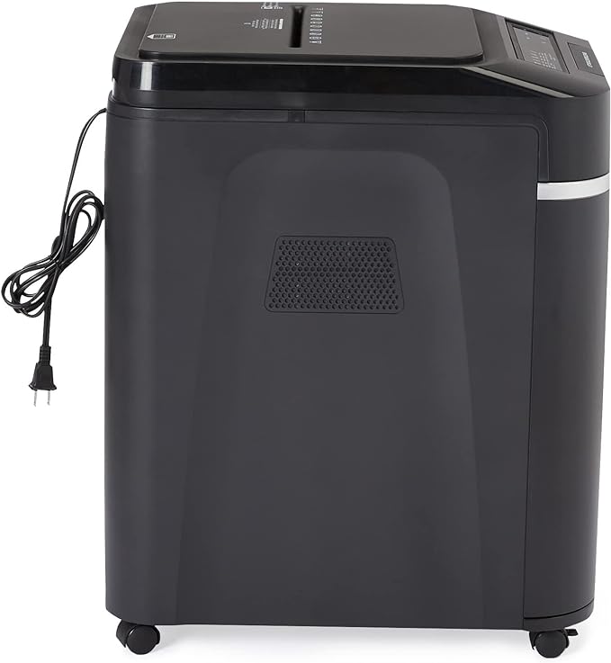Amazon Basics 200-Sheet Auto Feed Crosscut Paper Shredder with Pullout Basket, Black