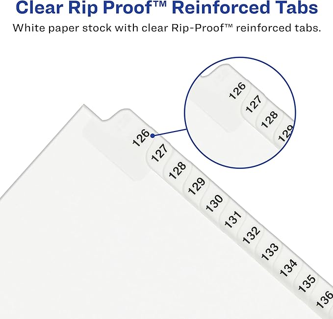 Avery Legal Exhibit Binder Dividers, 25 Blank Side Tabs, Unpunched Letter Size, 1 Set Collated, 4 Packs (11912)
