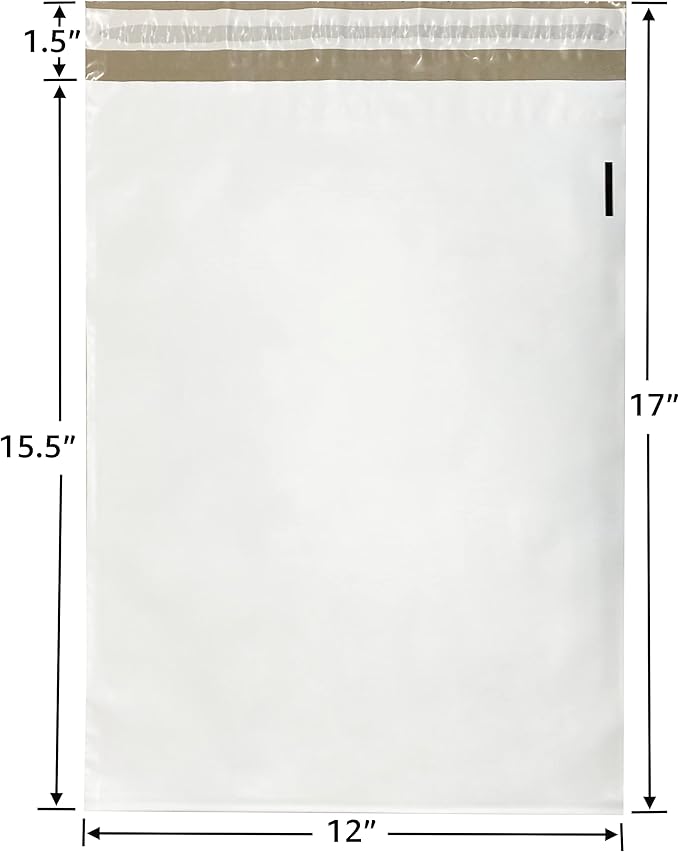 Colored Poly Mailers Pack of: Be creative with your packaging with Colored mailers (White, 12" x 15.5" pack of 250)