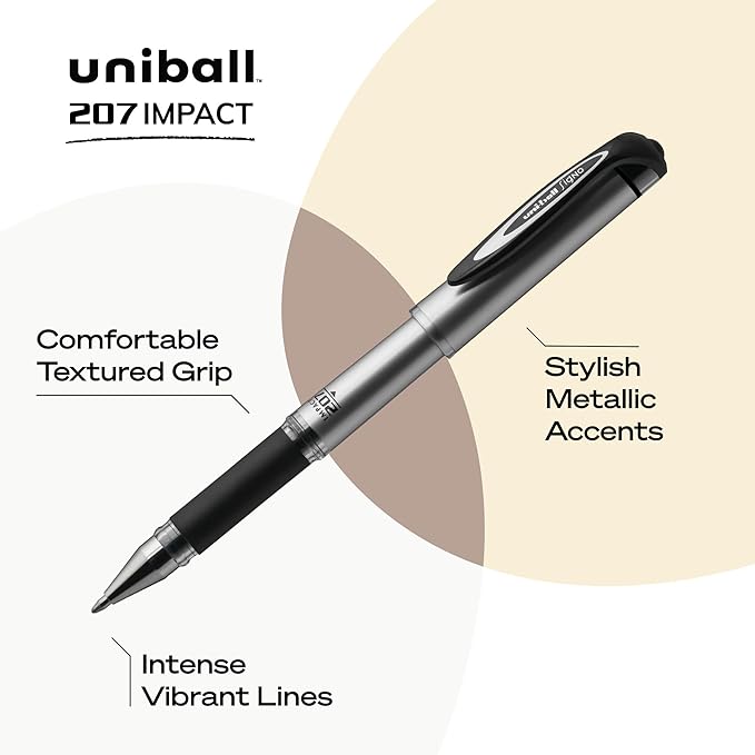 uniball Refill For Gel Impact Gel Pens, Bold Conical Tip, Black Ink, 2/pack