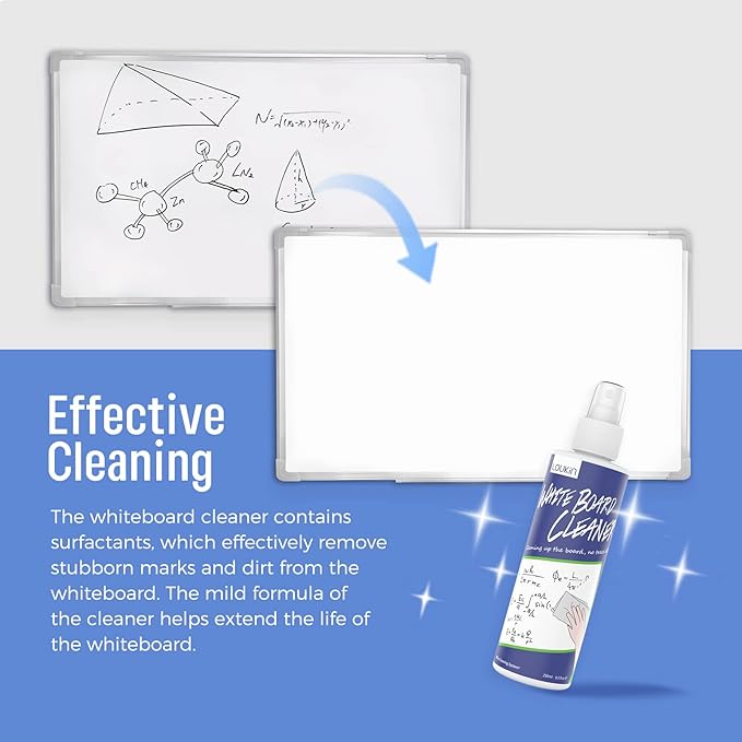loukin Non-Toxic Whiteboard Cleaner, 8.5 fl oz Dry Erase Board Cleaner, Low-Odor Whiteboard Cleaning Spray, Removes Stubborn Marks from Whiteboards