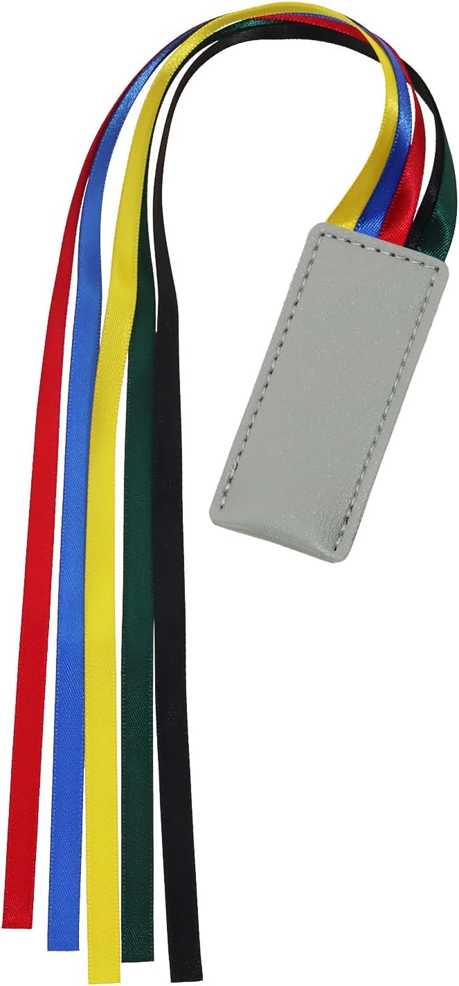 Bible Ribbon Bookmark Artificial Leather Multiple Page Marker with 5 Color Ribbons for Book Lover Reader Teacher Student Christmas Gift (Gray)