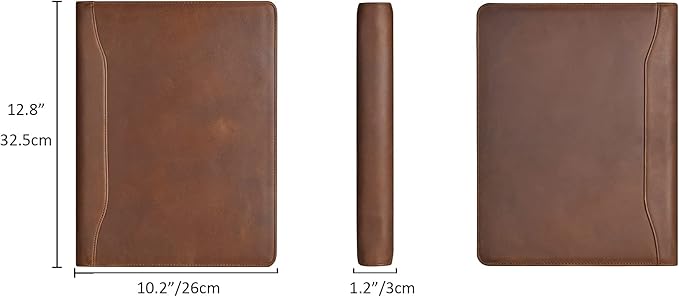 Personalized Leather Portfolio for Men, Engraved Leather Clipboard Portfolio Binder, Custom Leather Legal Pad Padfolio, Christmas Gift for His/Her (Notepad, Khaki-Standard)