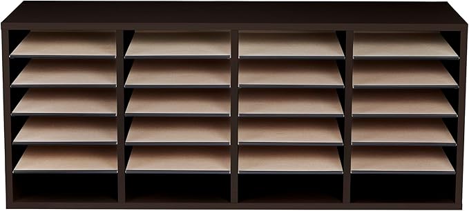 Safco Wooden Paper and Mail Organizer for Home Office and Classroom, Adjustable Shelves and Stackable