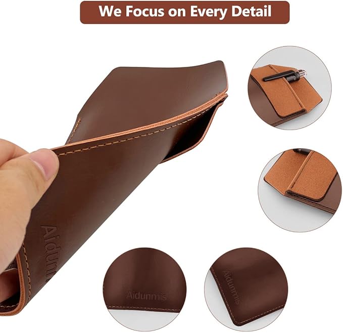 Pocket Protector, 2 Pieces PU Leather Pocket Pen Holder Organizer Pouch for Shirts Lab Coats Pants Pen Sleeve MultiPurpose Pen Pocket Holds Pens Pointers Pencils and Notes Card (Brown, Black)