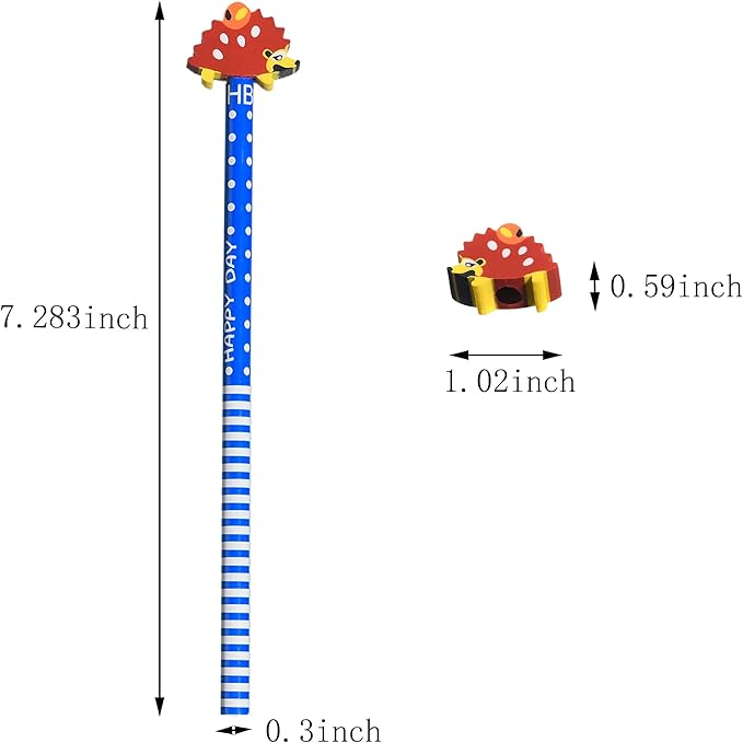 28PCS Fun Cute Pencils for Kids,Colorful Stripe Pencils with Assorted Fruit Animal Erasers Toppers,Pencils and Erasers Set for School Office Classroom Supplies Students Children