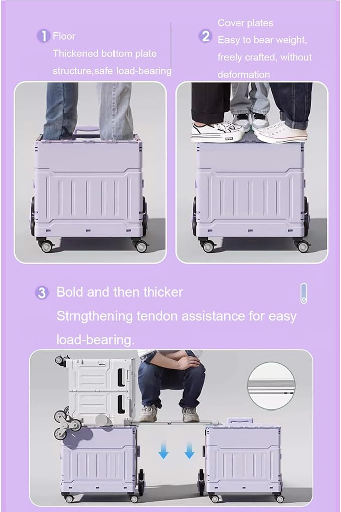 Foldable Utility Cart with Stair Climbing Wheels,Folding Portable Rolling Crate Handcart with Aluminium Alloy Telescoping Handles, Handcart for Grocery Book File Tool Art Supplies