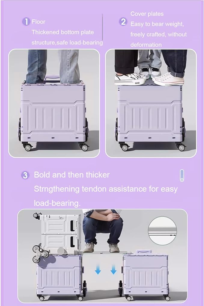 Foldable Utility Cart with Stair Climbing Wheels,Folding Portable Rolling Crate Handcart with Aluminium Alloy Telescoping Handles, Handcart for Grocery Book File Tool Art Supplies