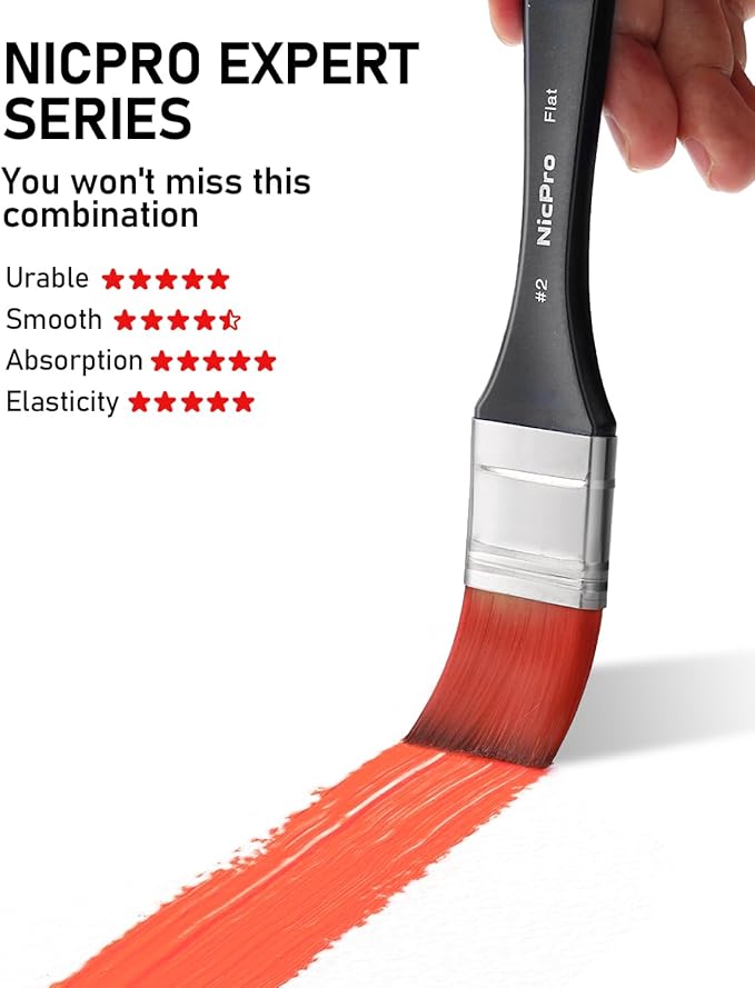 Nicpro 26pcs Paint Brush Set, Professional Paintbrushes with Palette Knife, Craft Paint Brushes for Acrylic Painting, Oil, Watercolor, Gouache & Canvas, Drawing & Art Supplies for Adults, Kids Artists