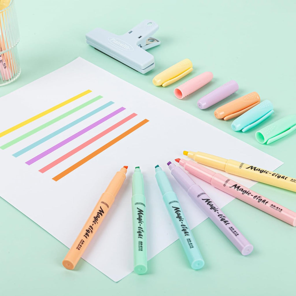 AIHAO Pastel Highlighters, Assorted Color, Chisel Tip Marker Pen, 12Pack, No Bleed, Aesthetic Cute Highlighter, Ideal for School Office Supplies.