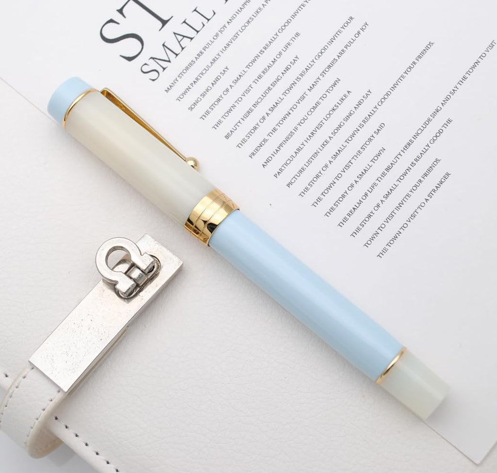 JINHAO 100 Fountain Pen with Ink Converter (Medium Nib 0.7mm, Light Blue)
