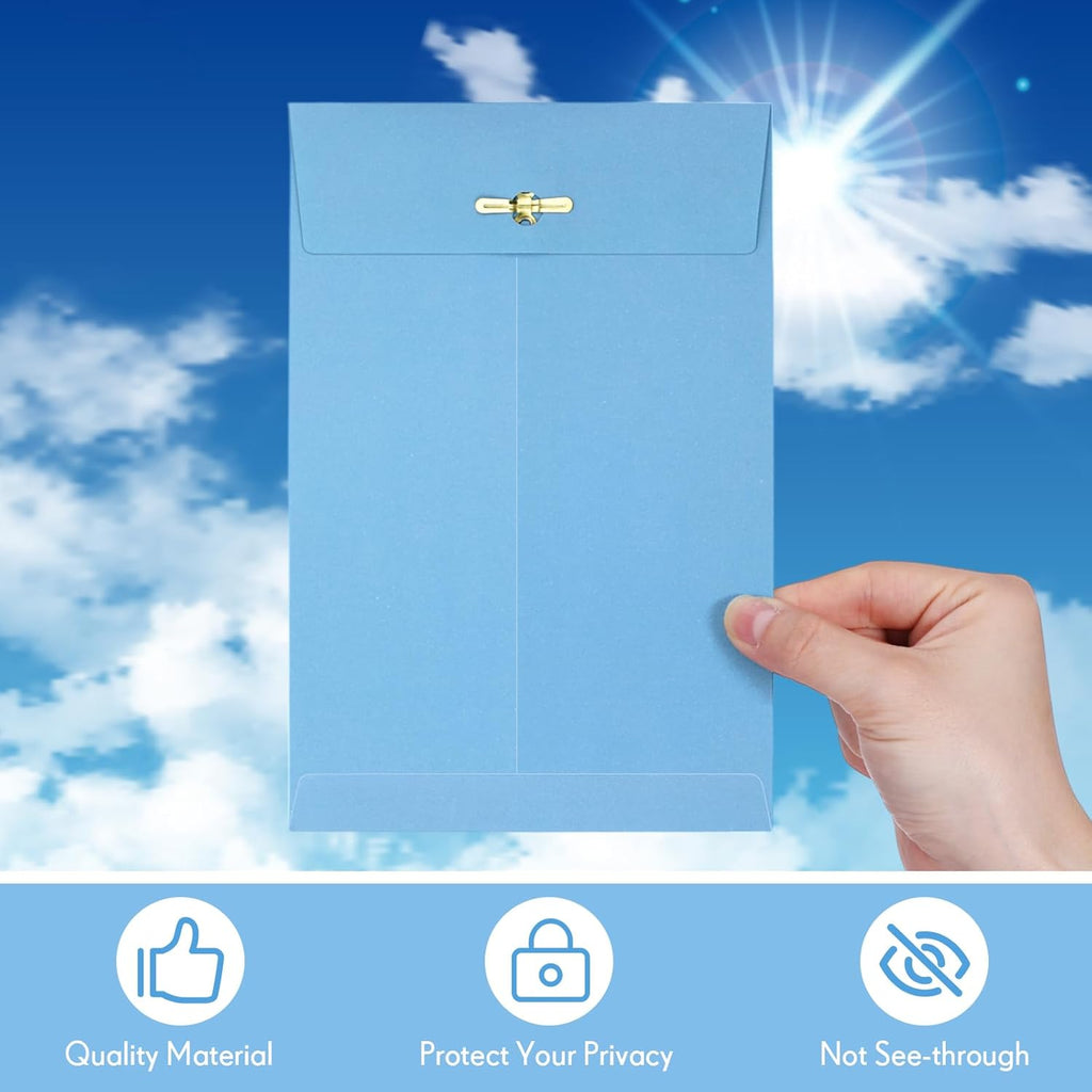 Teling 50 Pcs 5 x 7.5 Manilla Envelopes Clasp Kraft Catalog with Closure for Storing Mailing 28 lb Kraft Envelope Paper for Office Document School Business Home(Blue)