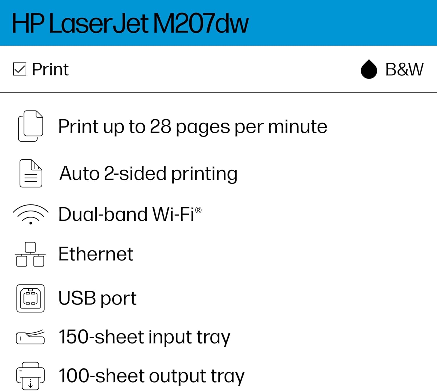 HP Laserjet M207dw Laser Wireless Printer, Black and White, Duplex, Best for Office