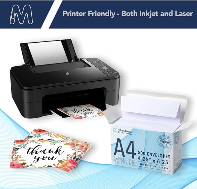 MOS A4 Invitation Envelopes – 4-1/4" x 6-1/4" White Mailing Envelopes Self Seal (500 Count) – 120GSM/ 32LB Bond Heavy Duty – For Greeting Cards, Card Making, RSVP Cards, Wedding Invites