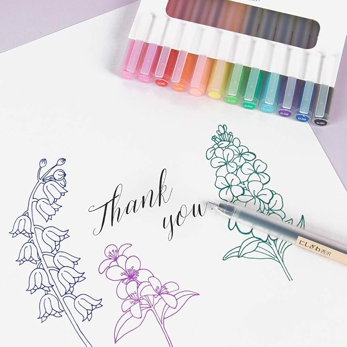 Colored Pens for Note Taking,0.38mm Ultra Fine Point 12 Multicolor Pen for Journaling Writing Drawing Coloring Planner Calendar,12 Count