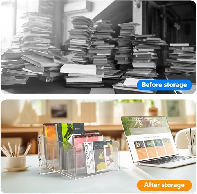 File Sorter Organizer, 5 Sections Acrylic Letter Tray for Desk, Mail Organizer Letter Holder for Envelopes, Mail, Electronics (2 PCS)