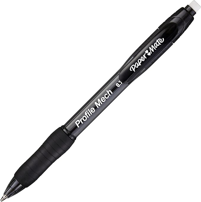 Paper Mate Profile Mech Mechanical Pencil 0.7mm, #2 Pencil Lead, Great for Office Supplies, Classroom Supplies, Drawing Pencils, Sketching Pencils, Black, 12 Count