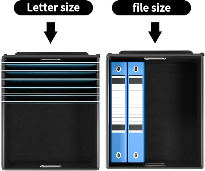 Upgraded File Organizer Boxes with Lids, Huolewa Collapsible Linen Hanging Filing & Storage Boxes with Plastic Slide for Office/Decor/Home, Filling System for File/Folders/Document Storage -2 Pack