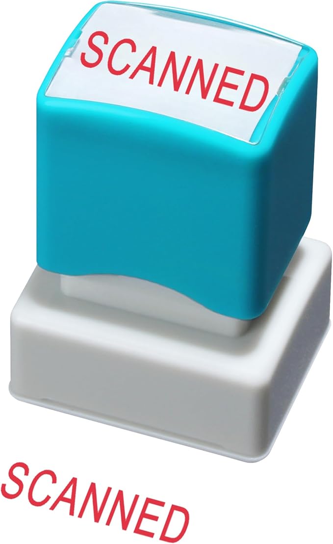 WAFJAMF Scanned Stamps–Message Stamp Pre-Inked Office Stamp Refillable Red Ink Preinstalled-Medium